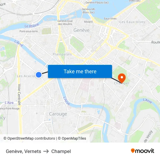 Genève, Vernets to Champel map