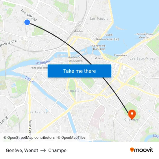 Genève, Wendt to Champel map
