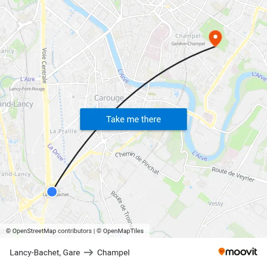 Lancy-Bachet, Gare to Champel map