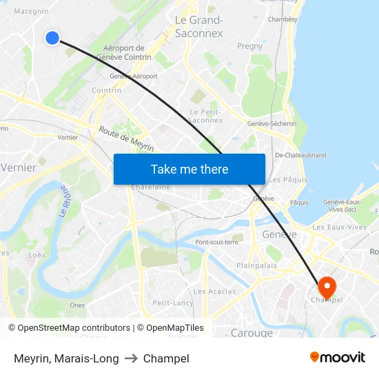 Meyrin, Marais-Long to Champel map