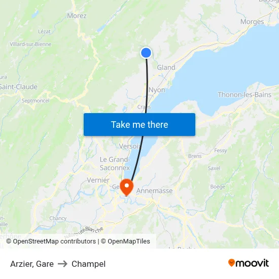 Arzier, Gare to Champel map