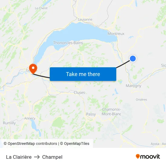 La Clairière to Champel map