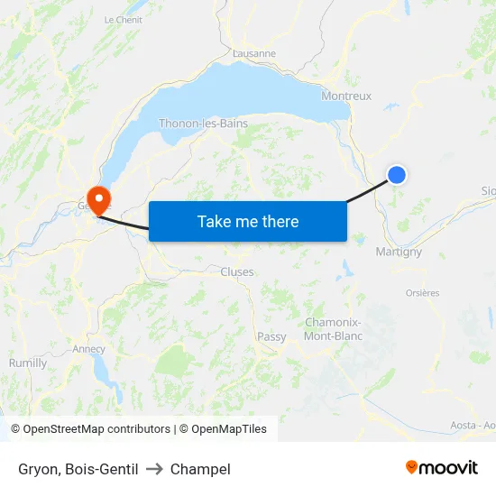 Gryon, Bois-Gentil to Champel map