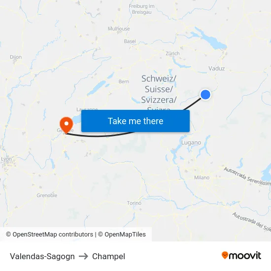 Valendas-Sagogn to Champel map