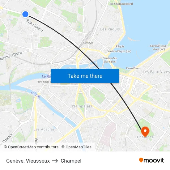Genève, Vieusseux to Champel map