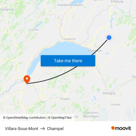 Villars-Sous-Mont to Champel map