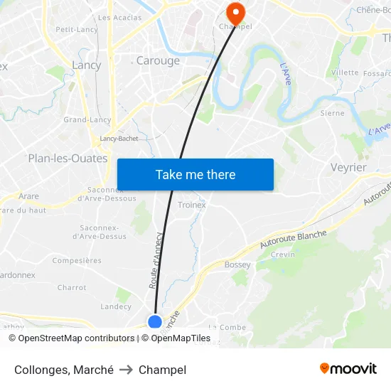 Collonges, Marché to Champel map