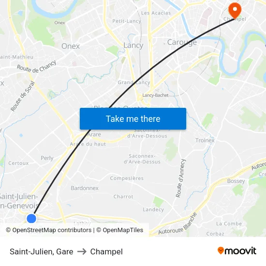 Saint-Julien, Gare to Champel map