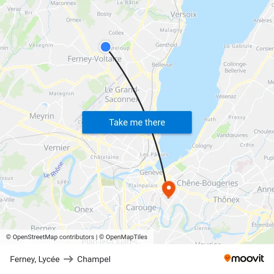 Ferney, Lycée to Champel map