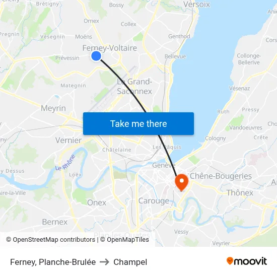 Ferney, Planche-Brulée to Champel map