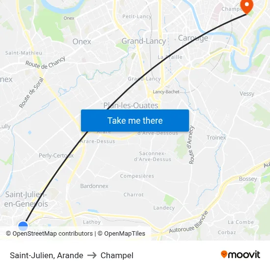Saint-Julien, Arande to Champel map