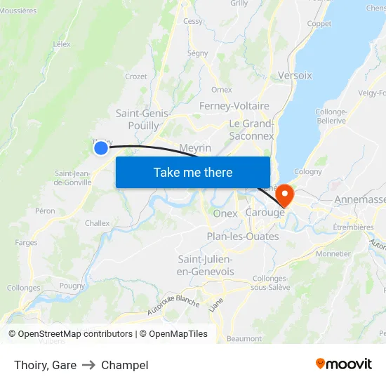 Thoiry, Gare to Champel map