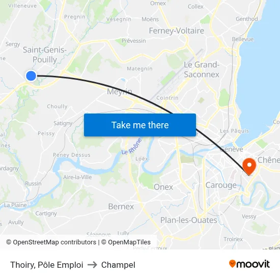 Thoiry, Pôle Emploi to Champel map