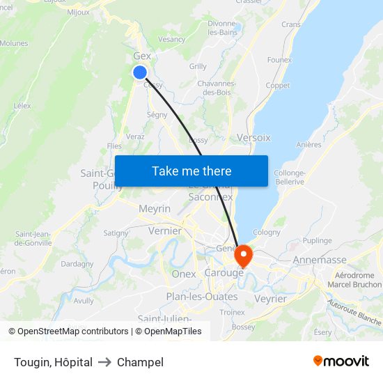 Tougin, Hôpital to Champel map