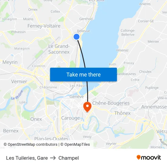 Les Tuileries, Gare to Champel map