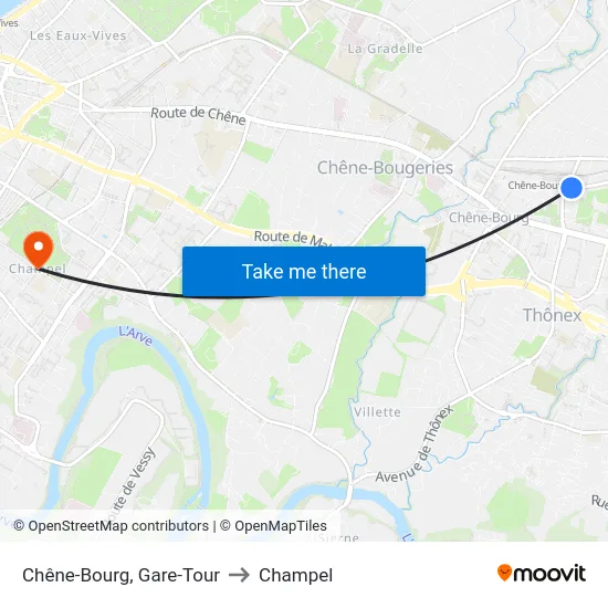 Chêne-Bourg, Gare-Tour to Champel map