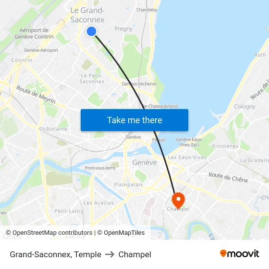Grand-Saconnex, Temple to Champel map