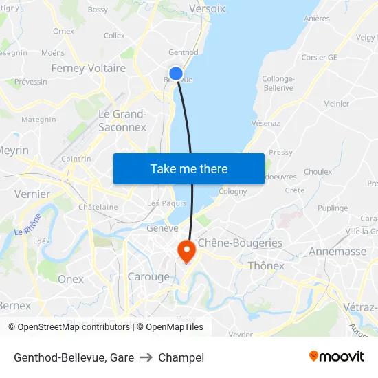 Genthod-Bellevue, Gare to Champel map