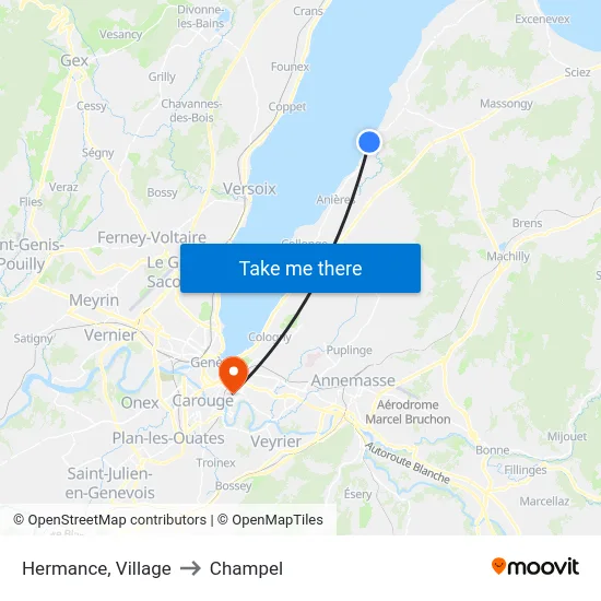 Hermance (Lac) to Champel map