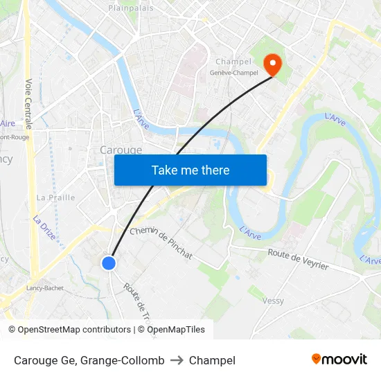 Carouge Ge, Grange-Collomb to Champel map