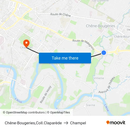 Chêne-Bougeries,Coll.Claparède to Champel map