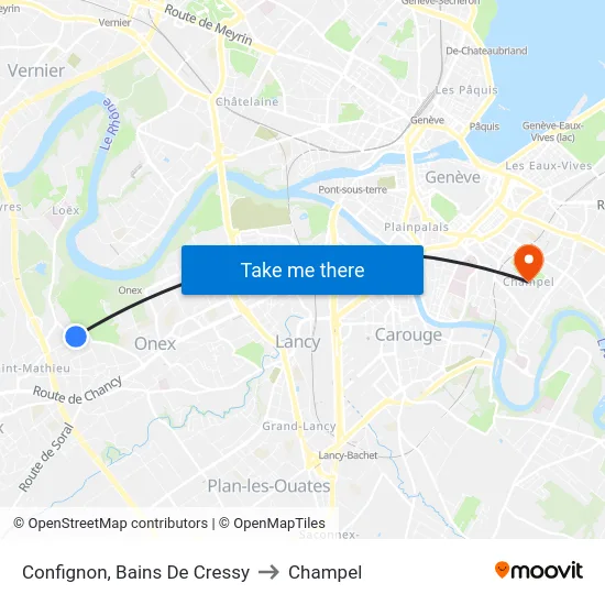 Confignon, Bains De Cressy to Champel map