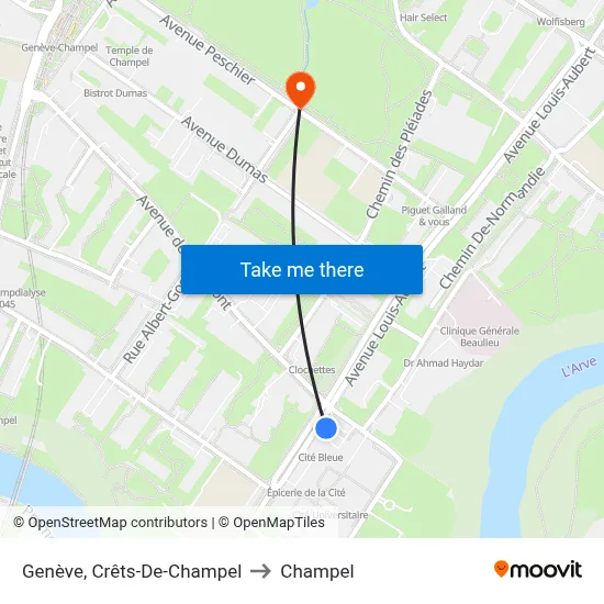 Genève, Crêts-De-Champel to Champel map