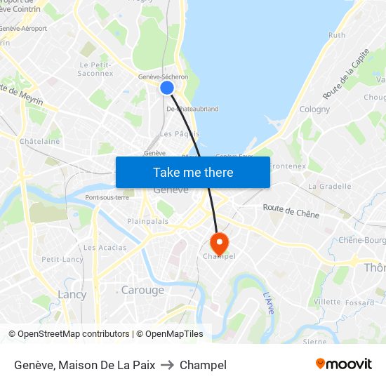 Genève, Maison De La Paix to Champel map