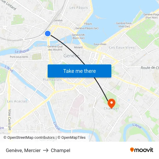 Genève, Mercier to Champel map