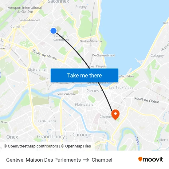 Genève, Maison Des Parlements to Champel map