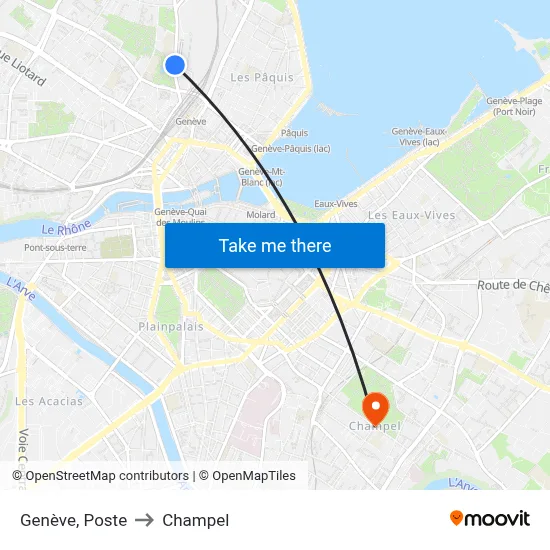 Genève, Poste to Champel map