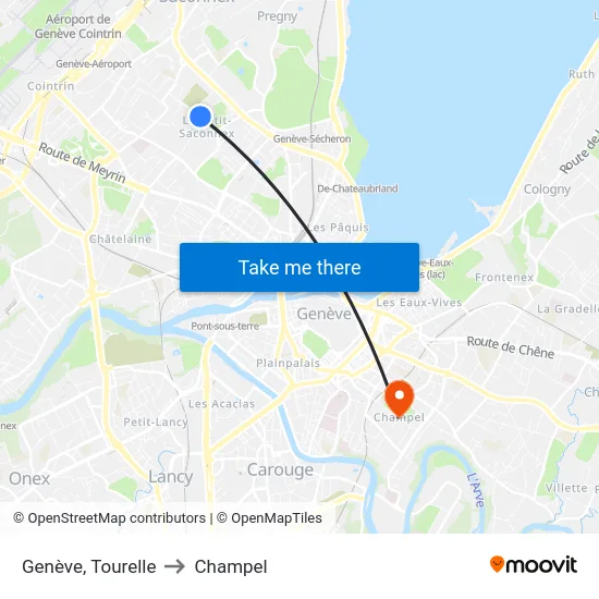 Genève, Tourelle to Champel map