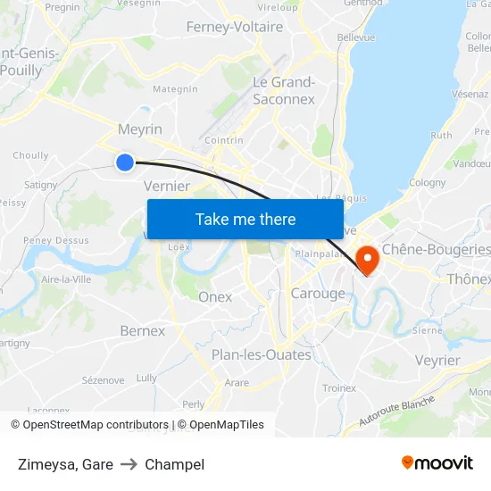 Zimeysa, Gare to Champel map