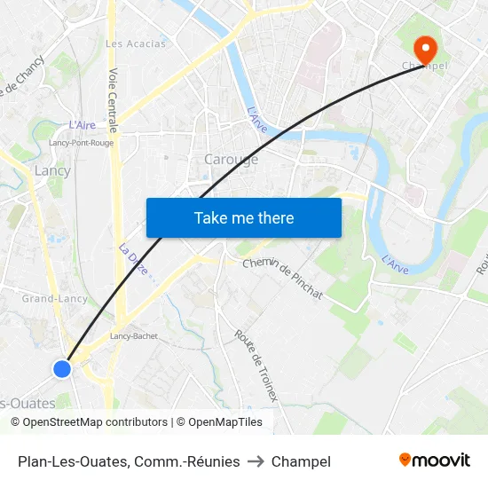 Plan-Les-Ouates, Comm.-Réunies to Champel map