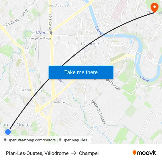 Plan-Les-Ouates, Vélodrome to Champel map