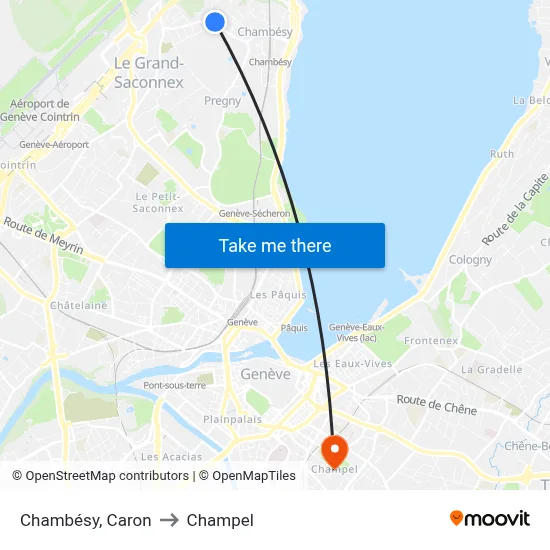 Chambésy, Caron to Champel map
