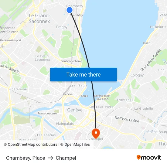 Chambésy, Place to Champel map