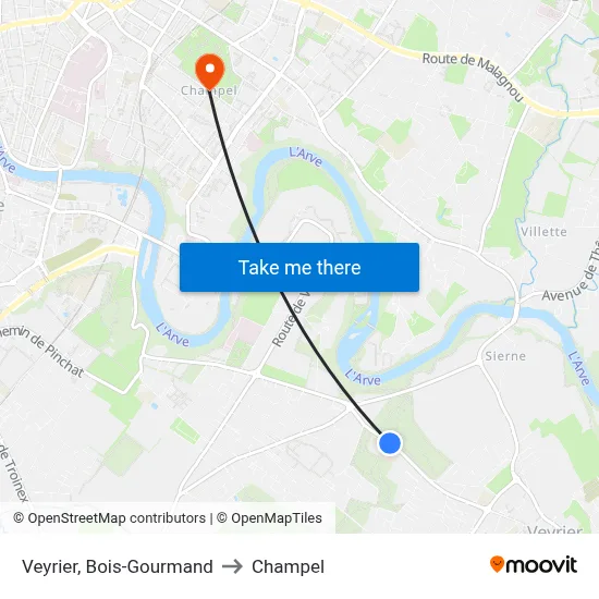 Veyrier, Bois-Gourmand to Champel map