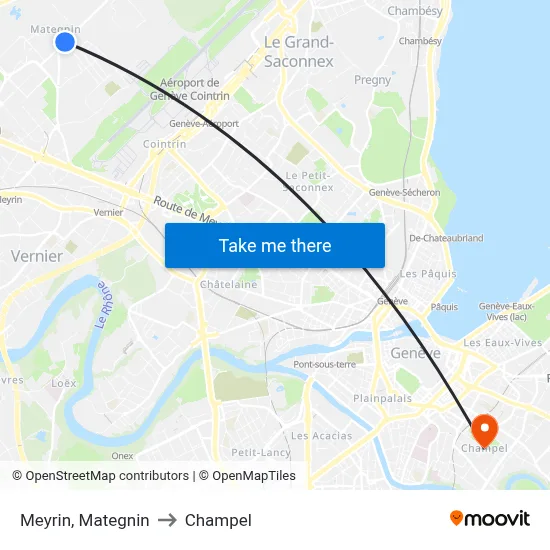 Meyrin, Mategnin to Champel map