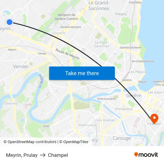 Meyrin, Prulay to Champel map