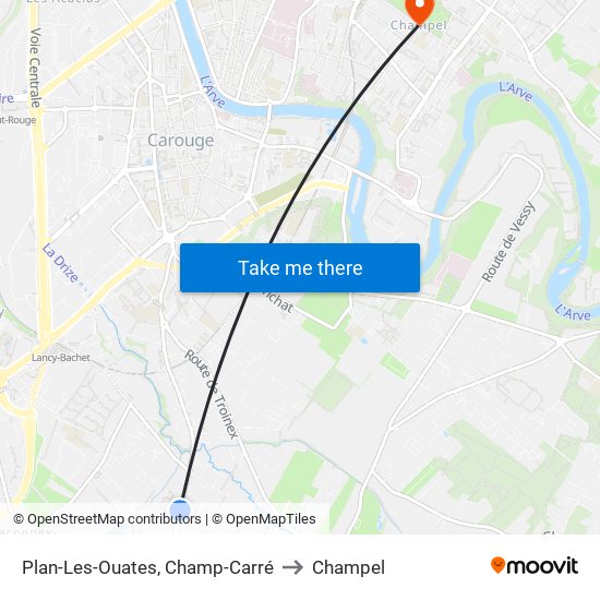 Plan-Les-Ouates, Champ-Carré to Champel map