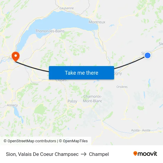 Sion, Valais De Coeur Champsec to Champel map