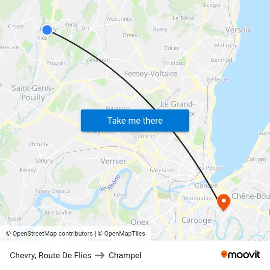 Chevry, Route De Flies to Champel map