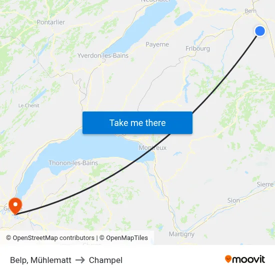 Belp, Mühlematt to Champel map
