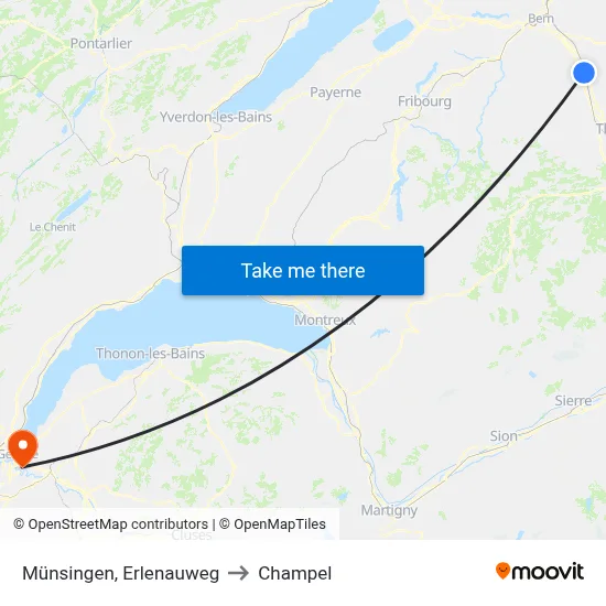 Münsingen, Erlenauweg to Champel map
