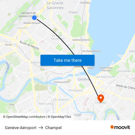 Genève-Aéroport to Champel map