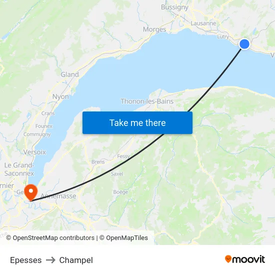 Epesses to Champel map