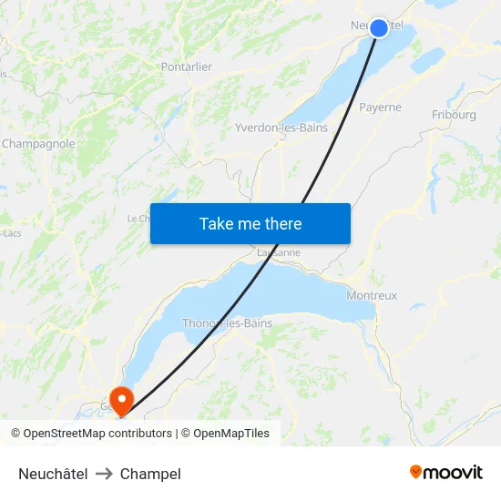 Neuchâtel to Champel map