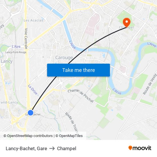 Lancy-Bachet, Gare to Champel map