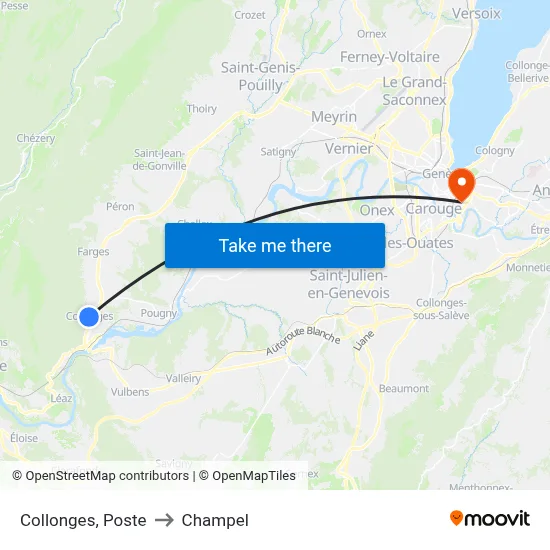 Collonges, Poste to Champel map